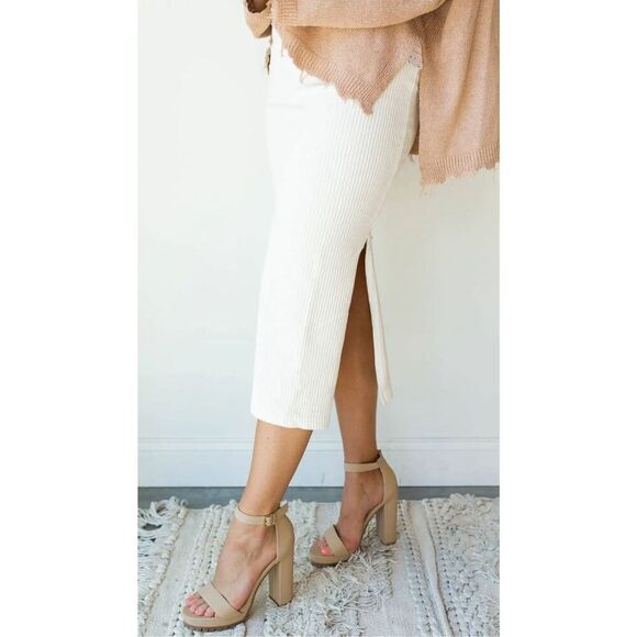 NWOT Free People Helen Ribbed Tube Midi Skirt, $118 Med A7 - Picture 1 of 7